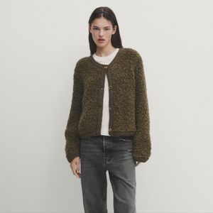 Massimo Dutti Boucle Knit Alpaca Blend Cardigan, Size M